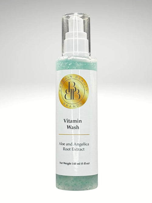 Vitamin Wash - Gentle facial Cleanser with Vitamin E and Aloe - Paraben free, Gluten Free, Vegan - 140 ml / 5 fl oz