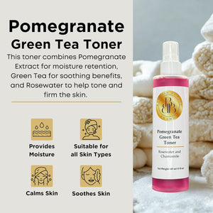 Pomegranate Green Tea Toner – Vegan, Gluten Free – Antioxidant-Rich Facial Toner for Refreshing & Revitalizing Skin – 140 ml / 5 fl oz