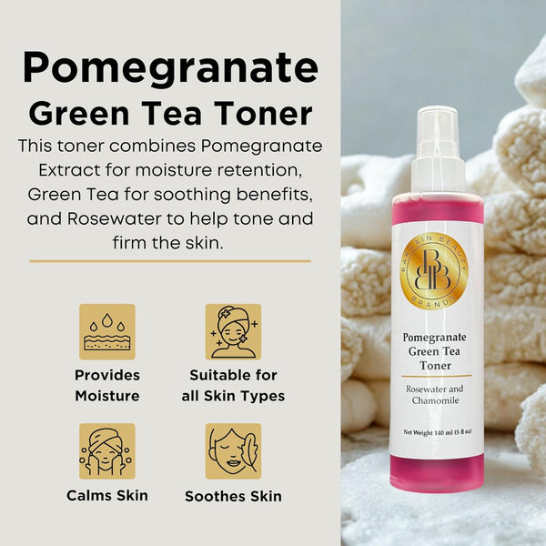 Pomegranate Green Tea Toner – Vegan, Gluten Free – Antioxidant-Rich Facial Toner for Refreshing & Revitalizing Skin – 140 ml / 5 fl oz