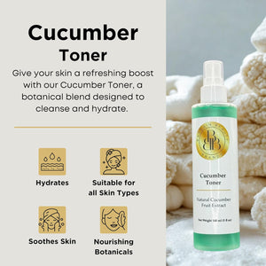 Cucumber Toner – Paraben Free, EU Compliant, Vegan, Gluten Free – Refreshing Facial Toner for Hydration & Skin Balance – 140 ml / 5 fl oz