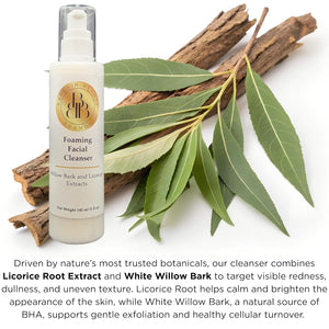 Foaming Facial Cleanser with Willow Bark and Licorice Extracts - Vegan, Paraben Free 140 ml, 5 fl oz