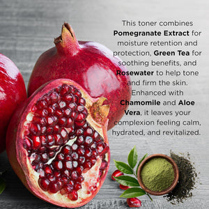 Pomegranate Green Tea Toner – Vegan, Gluten Free – Antioxidant-Rich Facial Toner for Refreshing & Revitalizing Skin – 140 ml / 5 fl oz