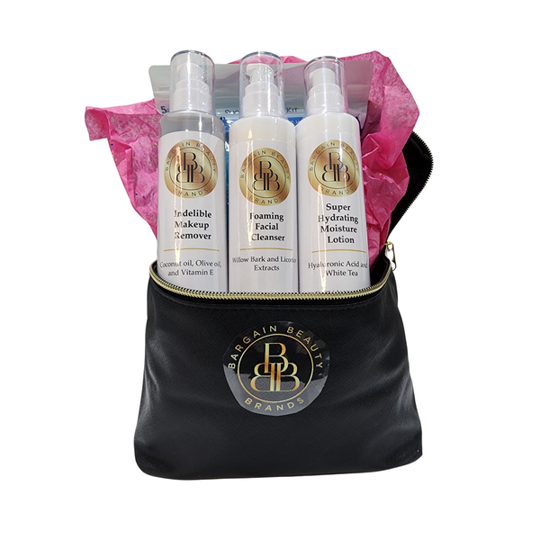 The BBB Essentials - Indelible Makeup Remover, Foaming Facial Cleanser, and Super Hydrating Moisture Lotion